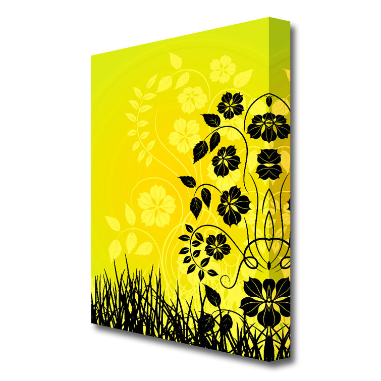 East Urban Home Black Flowers In Yellow Sun Flowers Canvas Print Wall